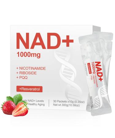 GlossLuxe 1000mg High-Potency NAD Liquid Supplement for Women & Men Nicotinamide Riboside & Resveratrol with PQQ Berry Flavor NAD Supplement Boosts Energy Healthy Aging & Focus
