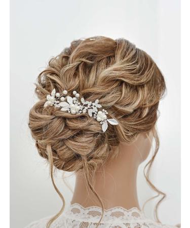Silver Leaf Bridal Hair Pins - Rhinestone Hair Accessories for Bride - Pack of 3 - Buy Online on GoSupps.com