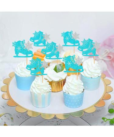 Keaziu 24 Pack Ice Skating Snowflake Cupcake Topper Ice Sports Theme Cupcake Decoration Skating Children Boy Girl Happy Birthday Party Decorations Supplies Blue 4 - Buy Online on GoSupps.com