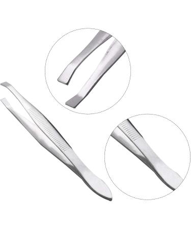 Silver Tone Slanted Flat Tip Metal Hair Eyebrow Tweezer Cosmetic Tool for Lady - Buy Online on GoSupps.com