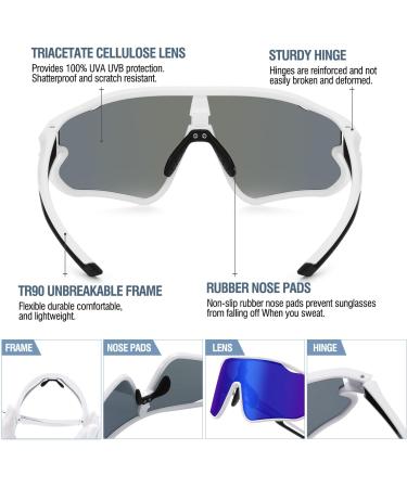 Duco Kids Baseball Sunglasses | Youth UV400 Sports Cycling Glasses | Lightweight TR90 Frame for Girls - DK268 White Blue - Buy Online on GoSupps.com