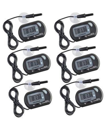 AQUANEAT 6 Pack Aquarium Thermometer, Reptile Thermometer, Fish Tank Thermometer, Digital Thermometer, Terrarium Water Temperature Test, with Large LCD Display