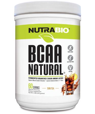 NutraBio BCAA 5000 Powder - Fermented Branched Chain Amino Acids for Muscle Growth & Recovery - Natural Flavors, Sweeteners, and Coloring, Vegan, Gluten Free - Sun Tea, 60 Servings Sun Tea 14.4 Ounce (Pack of 1)