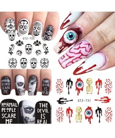 Halloween Nail Stickers - Day of The Dead Water Transfer Decals for Manicure - 25 Sheets - Buy Online on GoSupps.com
