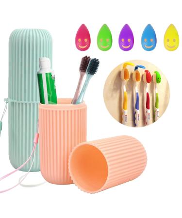 Zhongguoqiaomoo 2 piece of travel toothbrush holder travel for hiking business trips at home portable dustproof antibacterial travel camping school+5 pieces brisks with suction cup