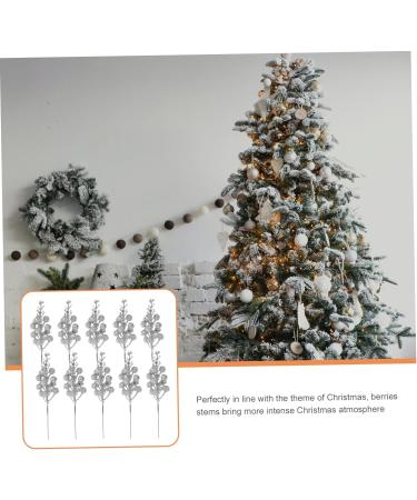 ABOOFAN 10pcs Christmas Imitation Berries Christmas Decorations Flower Garland Wreath Artificial Xmas Berry Stem Christmas Diy Berries Diy Berry Decor Christmas Tree Foam Artificial Fruit Silver 19X5X5CM - Buy Online on GoSupps.com