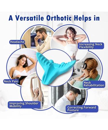 Salate Neck and Shoulder Relaxer - Cervical Traction Device for TMJ Pain Relief - Chiropractic Pillow for Spine Alignment - Blue - Buy Online on GoSupps.com