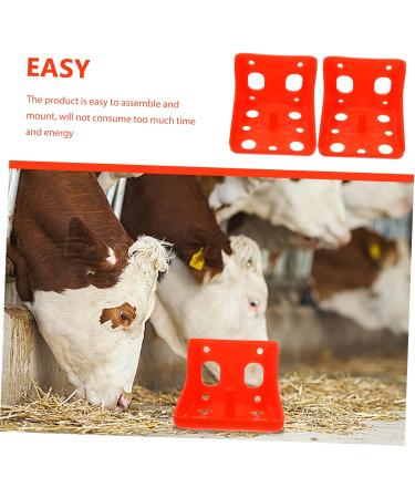 FRCOLOR 2pcs Cattle and Sheep Lick Brick Box Plastic Stand Lamb Feeding Bucket Animal Husbandry Supply Trays 16.6x16.6cm Orange - Buy Online on GoSupps.com