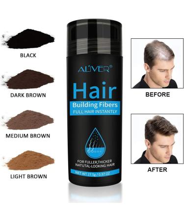 Hair Fibers with Applicator Keratin Hair Building Fibers Hair Volumizing Powder for Men and Women for Thinning Hair (Medium Brown) - Buy Online on GoSupps.com