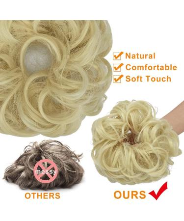 OMGREAT 2PCS Thick Updo Messy Hair Buns Curly Wavy Ponytail Extensions - Bleach Blonde Color - Hair Scrunchies for Women and Girls - Buy Online on GoSupps.com