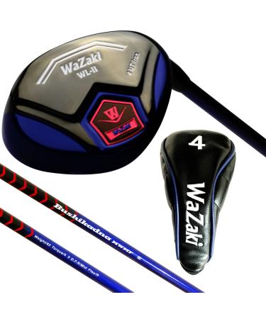 Japan WaZaki Hybrid Iron USGA R A Rules Single Golf Club with Cover,WLIIs Model,Black Blue Finish 65g Graphite Shaft 0.5" Plus Length 15 Degrees