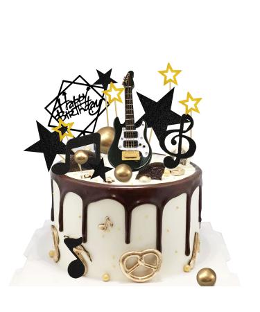 24PCS Guitar Cake Toppers Music Note Birthday Cake Toppers 1:12 Guitar Model Decorations For Musician Party Birthday party Rock Theme Party