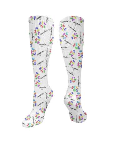 Autism Awareness Puzzle Pieces Compression socks for women and men circulation 15-20 mmHg is the best support for sporty running cycling