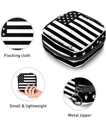 GIAPB Period Bag - Sanitary Napkin & Makeup Storage Pouch, Black American Flag Design | 1754 - Buy Online on GoSupps.com