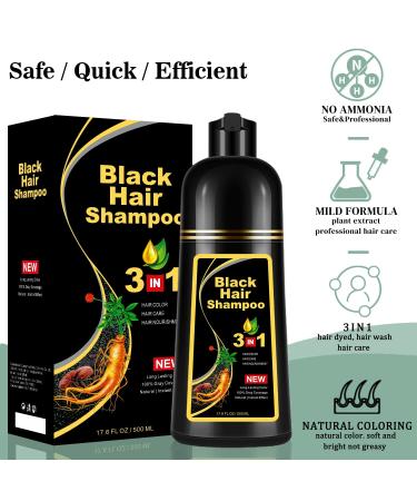 Black Hair Dye Shampoo - Instant Natural Color for Gray Hair - 100% Grey Coverage - 3 in 1 Herbal Coloring - 500mL - Buy Online on GoSupps.com