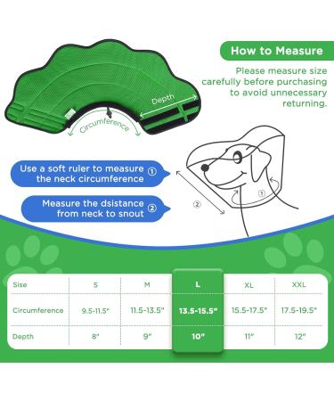 Bonthee Halskrause Dog Collar - Breathable Protective Elizabethan Soft & Adjustable for Post-Op Wound Care - Leak Protection - L Green - Buy Online on GoSupps.com