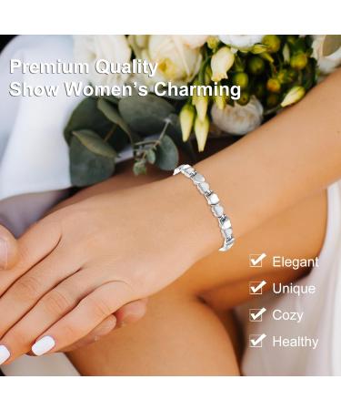 Jeroot Titan Magnet Hard Band - 4mm Zirconia Bracelet for Women | Adjustable Magnetic Bracelet with Gift Box (3500 Gauss) - Perfect Gift Idea - Buy Online on GoSupps.com