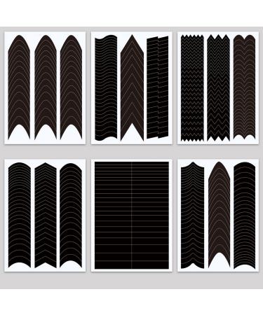 French Manicure Nail Art Stickers Decals - 3D Self-Adhesive V Shape Design Stencils for Designer Nail Decoration - DIY Nail Tool Guides (6 Sheets) - Buy Online on GoSupps.com