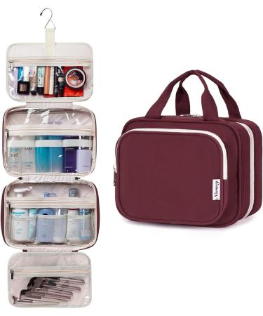 Narwey Hanging Travel Toiletry Bag for Women - Wine Red (Large) | Organizer for Cosmetics, Makeup, and Travel Size Accessories - Buy Online on GoSupps.com