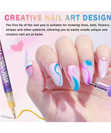 12-Color Nail Art Pen Set DIY Nail Art Design Pens Quick-Drying Smudge-Proof Lining Gel Nail Artist Markers Waterproof Nails - Buy Online on GoSupps.com