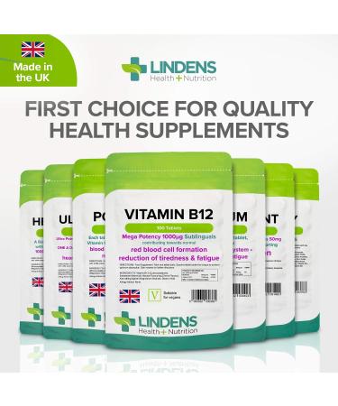 Lindens Vitamin B12 1000mcg Cherry Sublingual Tablets - 100 Pack | UK Manufacturer | Red Blood Cell Formation & Fatigue Reduction | Fast Absorption - Buy Online on GoSupps.com
