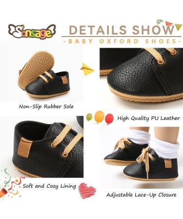 Sonsage Infant Oxford Shoes | Baby Boys Girls Lace-Up Trainer Sneakers 12-18 months (Black) - Buy Online on GoSupps.com