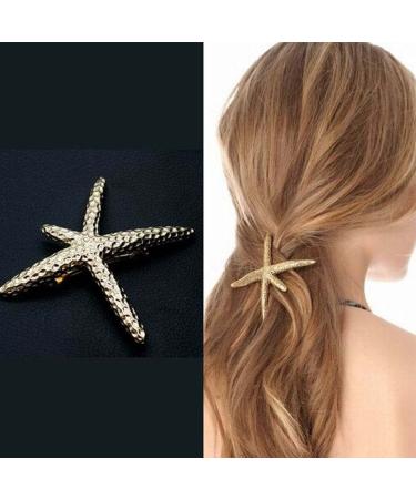 Yheakne Starfish Hair Clip Barrette Gold Hair Barrette Metal Hair Holder Headpieces Decorative Headwear Cute Hair Clip Hair Accessories for Women and Girls Gifts (Gold)