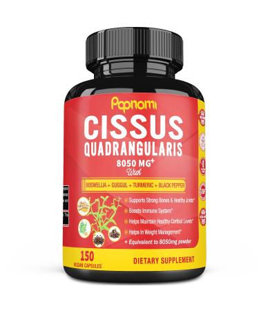 Organic Super Cissus Quadrangularis Capsules 8050mg with Boswellia Guggul Turmeric Black Pepper Extract 5 Months Supply | Strong Bone Joint Health Supplement | Tendon Ligament Support Herbs
