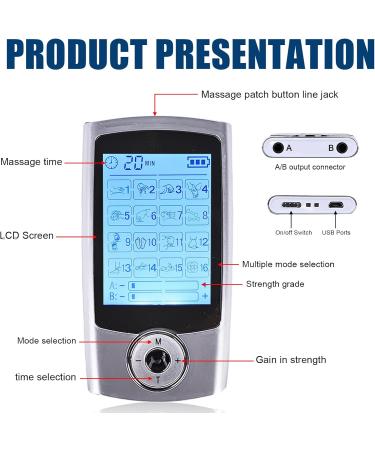Delamiya Tens Device - Rechargeable Pain Relief Stimulator with 16 Programs 20 Intensity Levels & Premium Electrodes for Muscle Relaxation - Buy Online on GoSupps.com