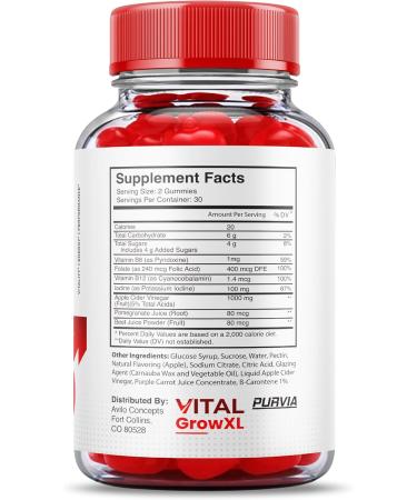 (3 Pack) Vital Grow XL Gummies - Official Formula - Vial Grow XL Advanced Strength Formula Vital Grow XL Reviews Overall Health Support 1000mg Maximum Strength Wellness Supplement (180 Gummies) - Buy Online on GoSupps.com