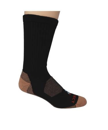 Pro-Tect Diabetic Copper Unisex Crew Socks (2-Pack) Made in The USA Medium Black Crew