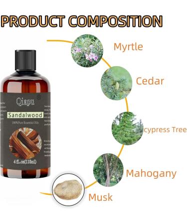 Pure Natural Sandalwood Essential Oil Aromatherapy Essential Oil Suitable for Humidifier Aromatherapy Oil with Dropper Sandalwood 4 Fl Oz (Pack of 1) - Buy Online on GoSupps.com