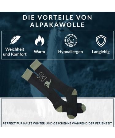 Shop La Alpaca Ski Socks - Warm Knee Highs for Men & Women | Premium Alpaca Wool Thermosocks in Black & Olive Green (Sizes 36-39) for Skiing & Snowboarding - Buy Online on GoSupps.com