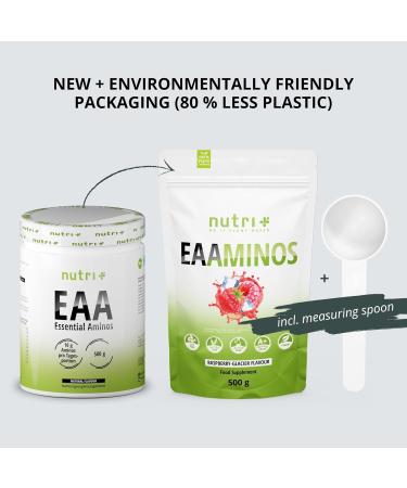 EAA Vegan Raspberry Iced Candy - 500g Powder - SUPERIOR DOSE - All Essential Amino Acids - Raspberry Glacier Flavor EAAs - Nutri-Plus Sports - Essential Aminos - Buy Online on GoSupps.com
