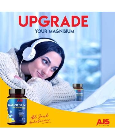AJS Magnesium Glycinate 400mg Magnesium Glycinate Capsules 246 Tablets Gluten-Free Non-GMO Supplements Dietary Magnesium Supplement with Organic Coating Supports Your Well-Being 4 Months (4) - Buy Online on GoSupps.com