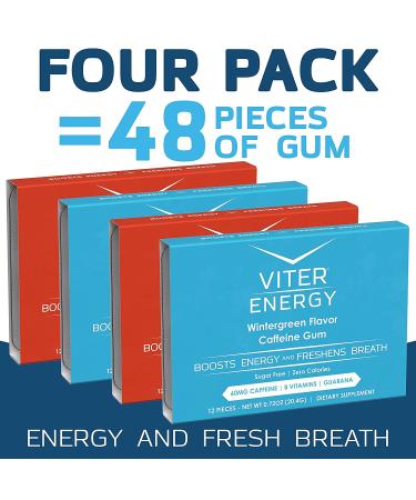 Viter Energy Caffeinated Gum Variety Pack - 60mg Caffeine, B Vitamins, Guarana - Sugar-Free Vegan Chewing Gum - Zero Calories - Performance Nootropic Chews for Energizing Focus - Buy Online on GoSupps.com