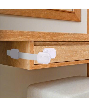5pcs Child Safety Cabinet Strap Locks - No Screws, Multi Use Latch with Adhesive Pads (White) - Buy Online on GoSupps.com
