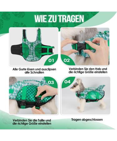 Eyin Dogs Swimming Jar | Shark-Shaped Dog Life Vest with Strong Buoyancy & Tear-Resistant Handle | Adjustable Size for Swimming Boating & Pool (Green M) - Buy Online on GoSupps.com