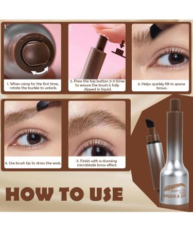 Kaslaider Eyebrow Pen Liquid Waterproof Eyebrow Brush and Eyebrow Gel Set Multifunctional Curved Eyebrow Brush Eyebrow Gel for Eyebrows and Hair Roots - Buy Online on GoSupps.com