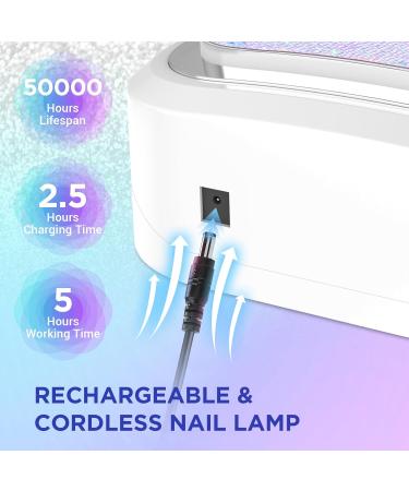 Aedavey Cordless Gel Nail Light 120W Nail Dryer for All Gel Nails LED Nail Lamp with 4 Timer Modes - Professional Curing - Auto Sensor - LCD Screen Portable Gel Light for Nails for Home & Salon (Sparkly Silver Diamond) - Buy Online on GoSupps.com