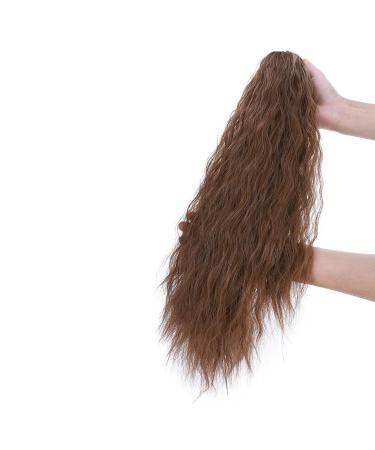 60cm Light Brown Wavy Claw Ponytail Hair Extension - Human Hair & Heat Resistant Synthetic - Buy Online on GoSupps.com