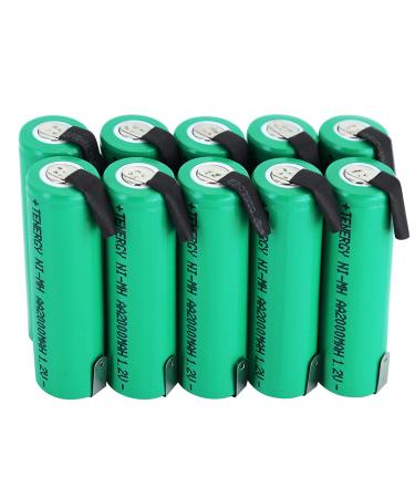 Tenergy AA 1.2V NiMH 2000mAh Flat Top Rechargeable AA Batteries with Tabs 10 Pack
