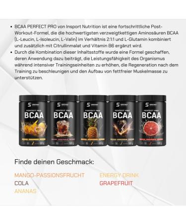 Buy Insport Nutrition BCAA Perfect Pro - 500g Mango Passion Fruit - Professional Sports Supplement with L-Glutamine & Vitamin B6 - 50 Portions - International Shipping Available - Buy Online on GoSupps.com
