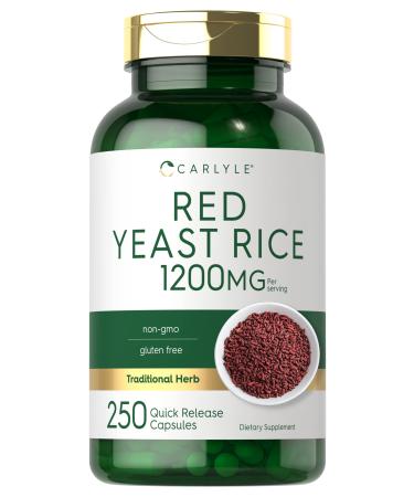 Red Yeast Rice 1200 mg | 250 Capsules | Non-GMO, Gluten Free Supplement | by Carlyle - Buy Online on GoSupps.com