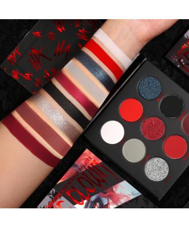 Afflano Black Red Eyeshadow Palette - Highly Pigmented Goth Clown Halloween Makeup & Joker Vampire Christmas Looks - Buy Online on GoSupps.com