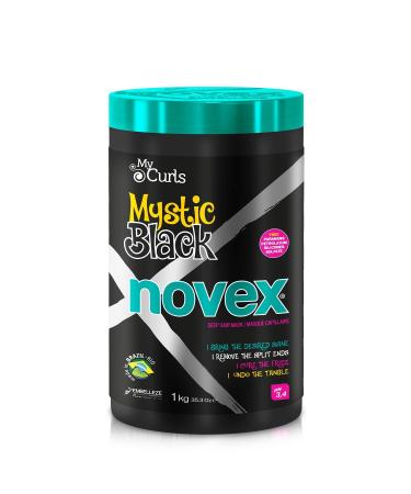 Novex Mystic Black Deep Conditioning Mask - Baobab Oil Protects  Adds Moisture  Controls Frizz  Enhances Shine - rich in Vitamin A  C  D and E - omega 3  6 and 9 (1kg/35.3oz)