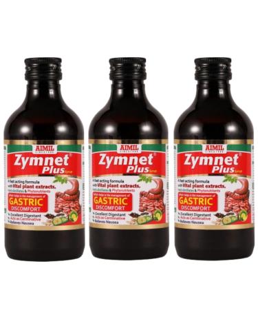 AIMIL Zymnet Plus Syrup - 200ml (Pack of 3) | Ayurvedic Syrup for Gastric & Digestive Health Acidity Controls Nausea | With Carminative Herbs