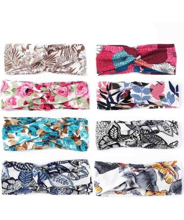 Sethain Print Boho Headband - Wide Yoga Stretchy Knot Hairband 8 Pack for Women & Girls - International Shipping Available - Buy Online on GoSupps.com