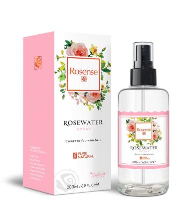 Rosense Glass Bottle Rosewater Hydrating Facial Toner/Rose Water Face Mist 6.8 Oz