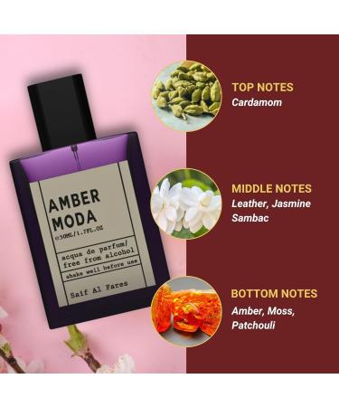 Amber Moda - Exotic Fragrance for Men & Women | Spicy Leather Floral Scent | Long Lasting Arabian Perfumes 1.69 Fl. Oz. - Buy Online on GoSupps.com